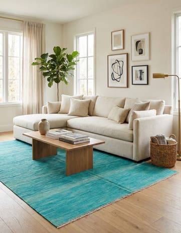 5' 5 x 8' Hand Woven Kilim Modern Wool Rug