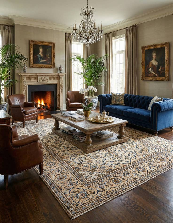 Detail image of 6' 6 x 9' 9 Kashan Wool Rug