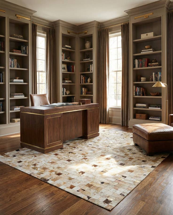 Detail image of 8' 1 x 9' 9 Cowhide Stocks Rug