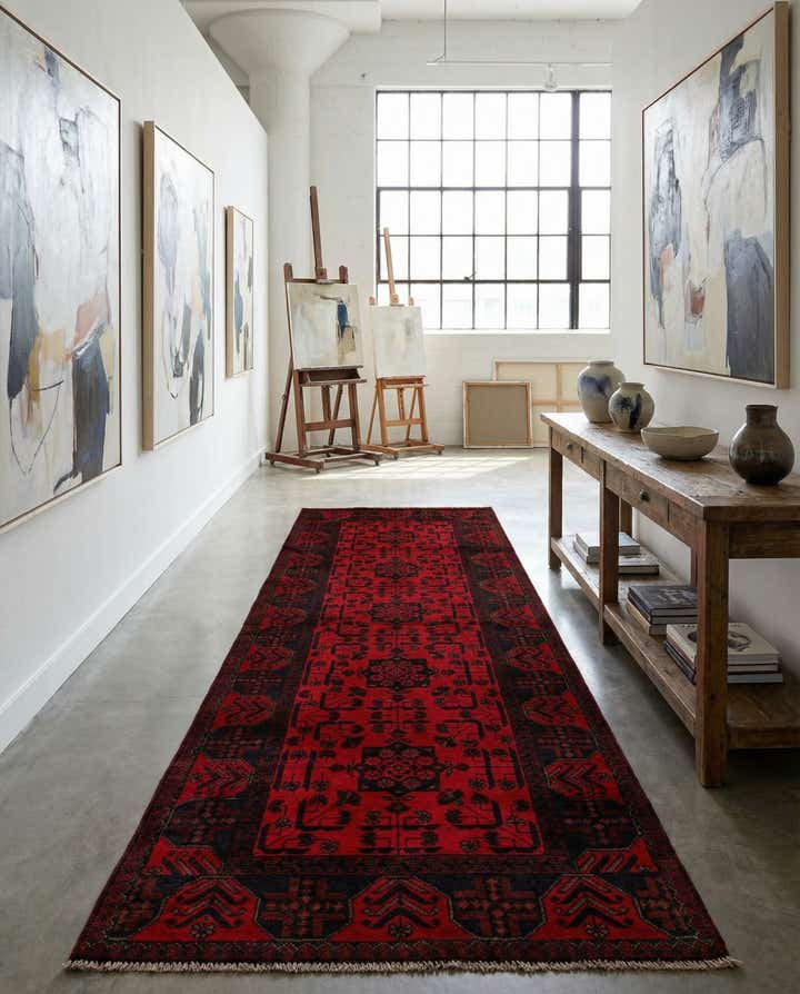 2' 9 x 9' 6 Hand Knotted Khal Mohammadi Wool Runner Rug