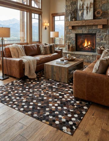5' 1 x 8' 1 Cowhide Leather Rug