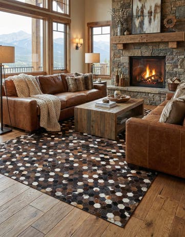 5' 1 x 8' 1 Cowhide Leather Rug