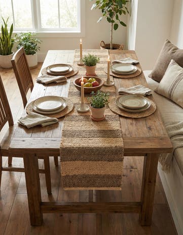 1' 2 x 8' Handmade Braided Jute Table Runner Rug