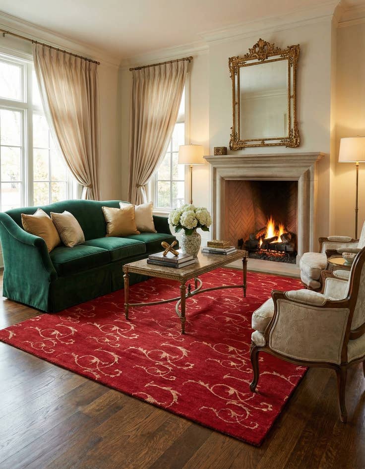 Detail image of 5' 2 x 7' 9  Hand Knotted Isfahan Persian Rug