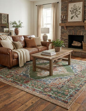Green Isabella Square Rug