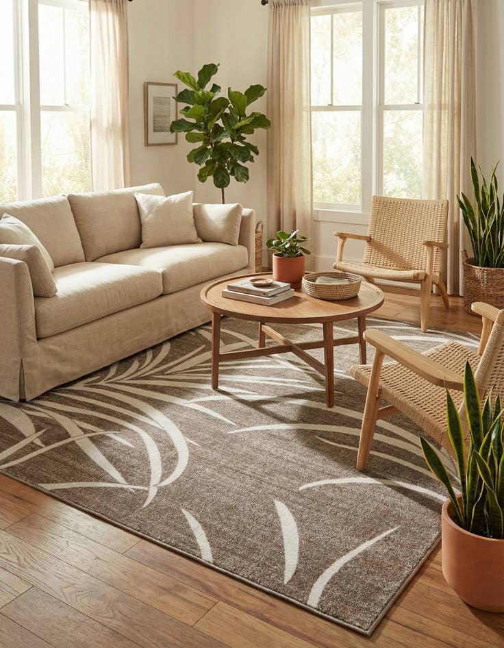 Detail image of 8' x 10'  Washable Botanical Indoor / Outdoor Rug