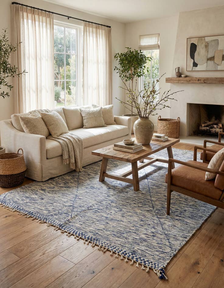 Detail image of 6' 10 x 9' 5  Hand Knotted Moroccan Wool Rug