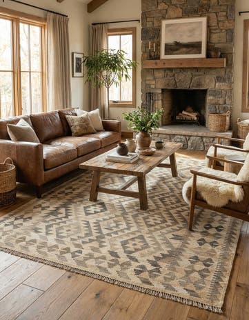 4' x 6' 7 Hand Woven Kilim Maymana Wool Rug