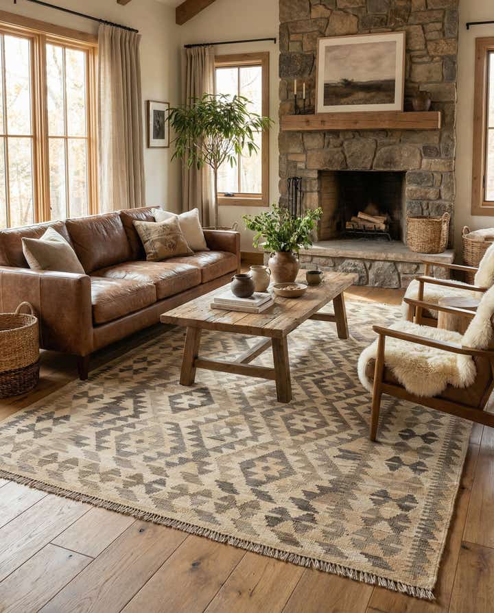 4' x 6' 7 Hand Woven Kilim Maymana Wool Rug