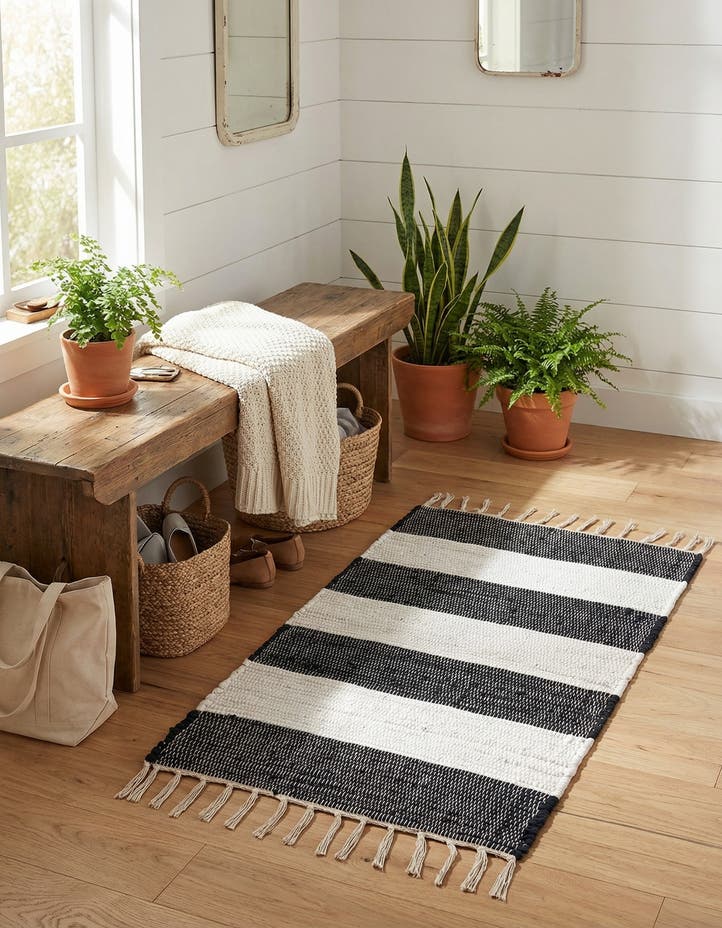 2' x 3' 1 Hand Woven Chindi Rag Rug