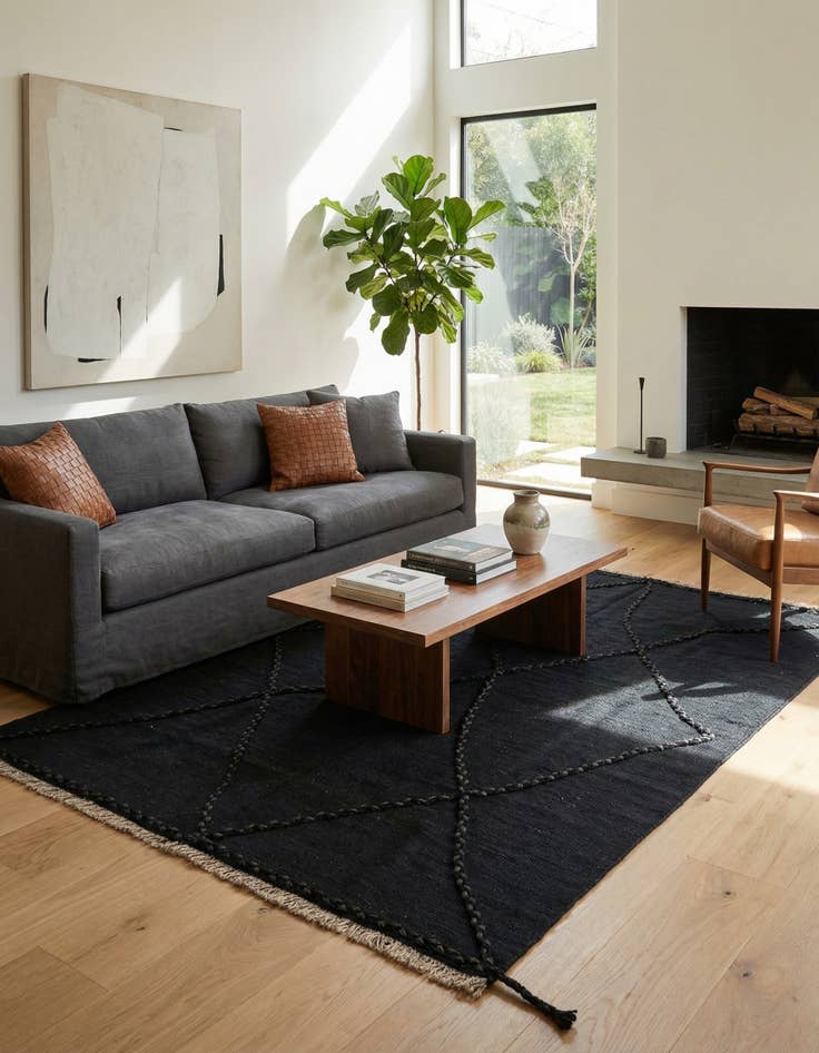 Detail image of 4' 4 x 6'  Hand Woven Kilim Modern Wool Rug