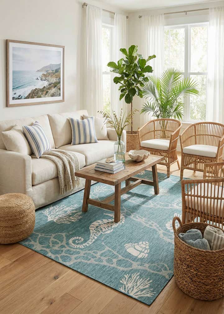 6' x 9' Easy-Clean Coastal Indoor / Outdoor Rug