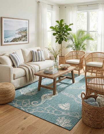 6' x 9' Easy-Clean Coastal Indoor / Outdoor Rug