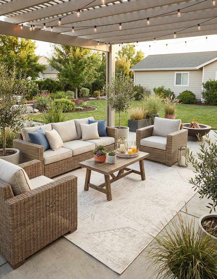 Detail image of 10' x 10'  Washable Aztec Indoor / Outdoor Square Rug