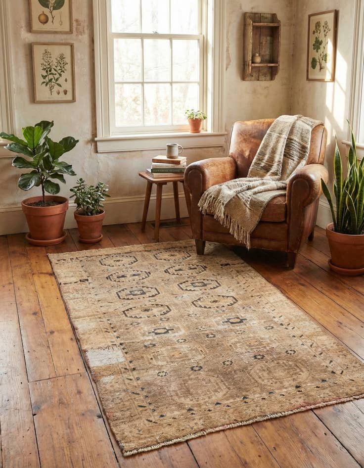 Detail image of 2' 8 x 5'  Hand Knotted Ultra Vintage Persian Wool Rug