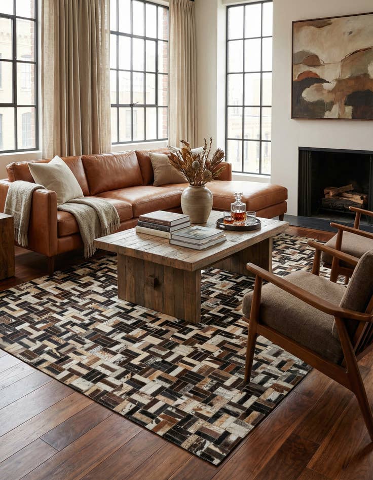 Detail image of  5' x 7' 11 Cowhide - Patchwork Rug