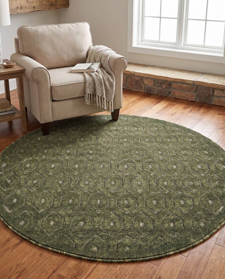 Detail image of 4' x 4' Easy-Clean Trellis Textured Indoor / Outdoor Round Rug