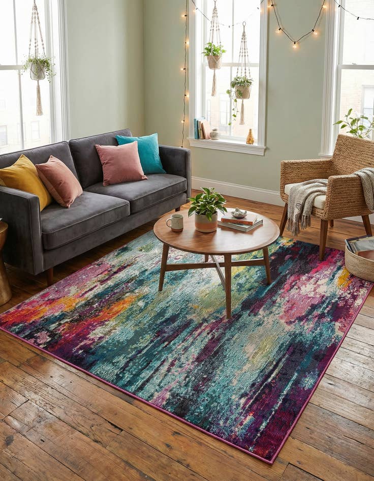 Detail image of 6' 1 x 6' 1  Washable Spectrum Square Rug