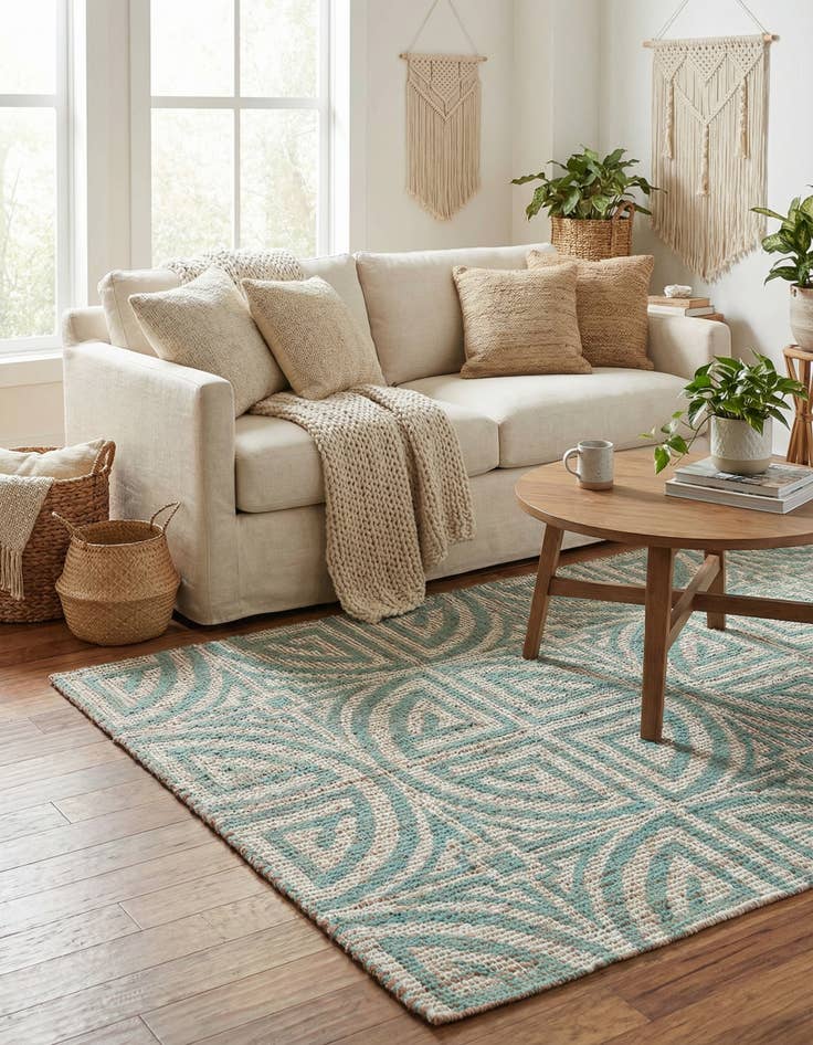 Detail image of  4' 1 x 6' 1  Hand Woven Chenille Jute Rug