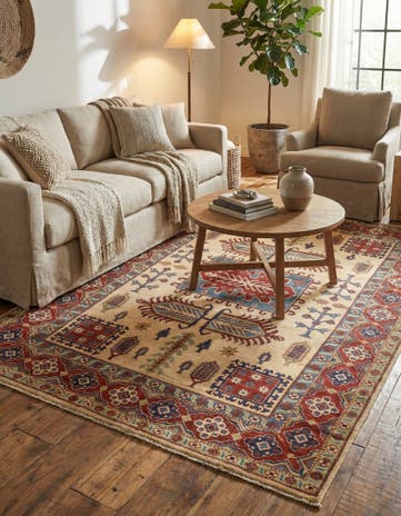 6' 3 x 8' 10 Hand Knotted Kazak Rug