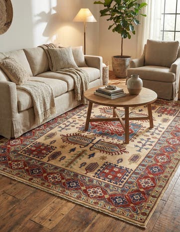 6' 3 x 8' 10 Hand Knotted Kazak Rug