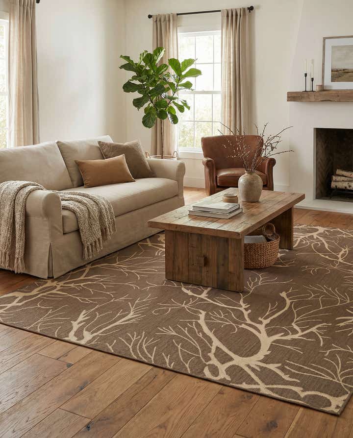 8' x 11' 4 Easy-Clean Botanical Indoor / Outdoor Rug