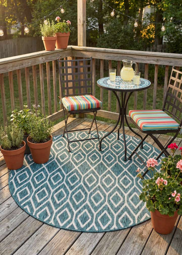 4' x 4' Easy-Clean Jill Zarin Turks and Caicos Indoor / Outdoor Round Rug