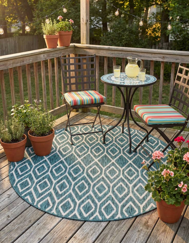 Detail image of 4' x 4' Easy-Clean Jill Zarin Turks and Caicos Indoor / Outdoor Round Rug