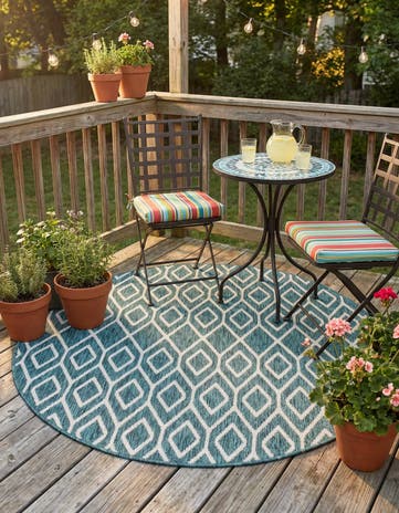 4' x 4' Easy-Clean Jill Zarin Turks and Caicos Indoor / Outdoor Round Rug