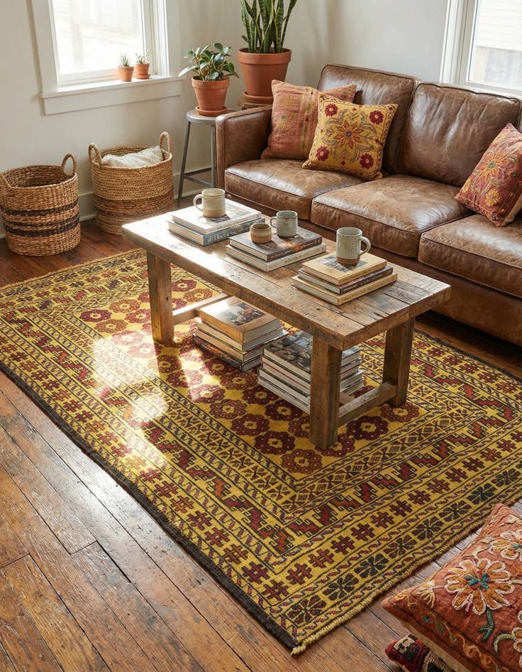 Detail image of 4' x 6'  Hand Woven Kilim Afghan Wool Rug