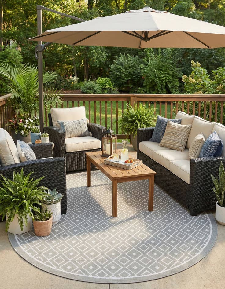 Detail image of 7' 10 x 10' Easy-Clean Trellis Indoor / Outdoor Oval Rug