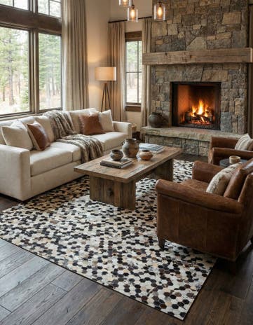 8' x 10' 2 Cowhide Leather Rug
