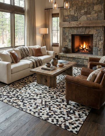 8' x 10' 2 Cowhide Leather Rug
