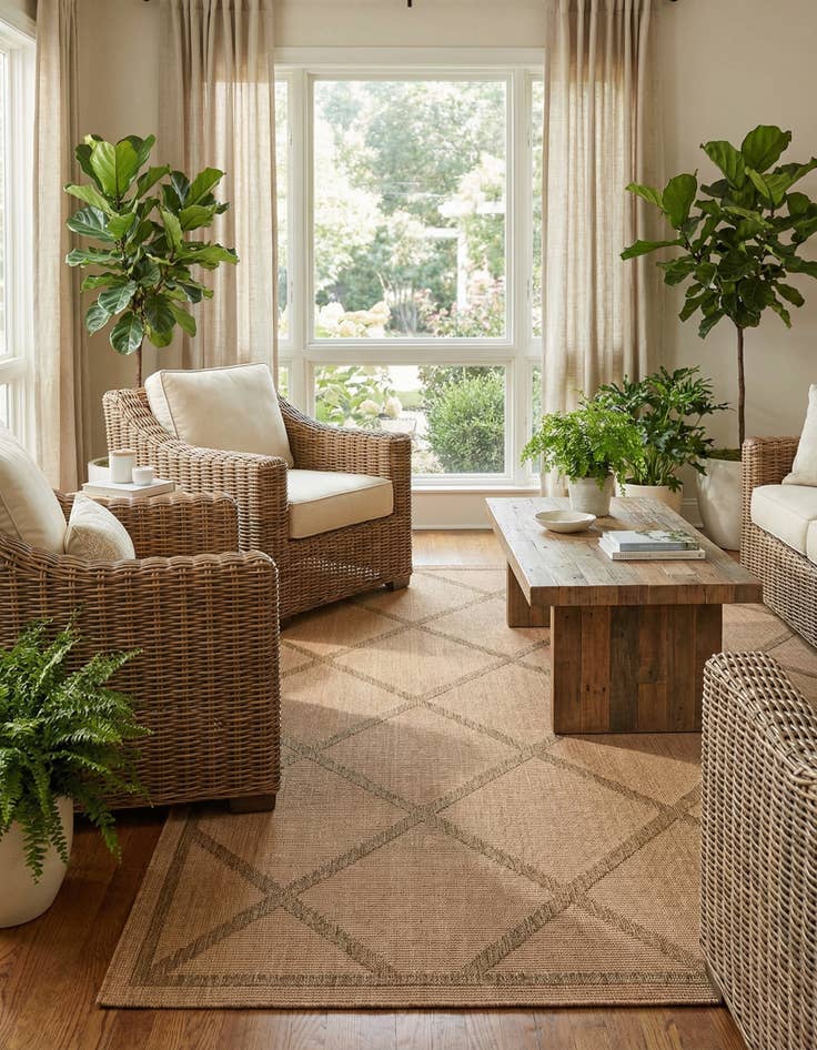 Detail image of 8' x 11' 4 Easy-Clean Trellis Indoor / Outdoor Rug