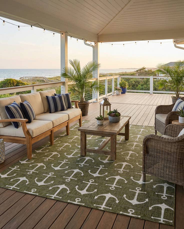 Detail image of 10' x 14' Easy-Clean Coastal Indoor / Outdoor Rug
