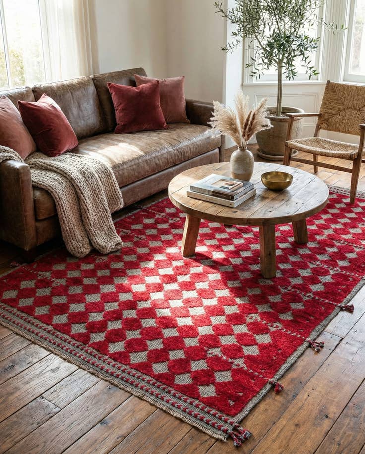 Detail image of 4' 10 x 7' 4 Hand Knotted Moroccan Wool Rug