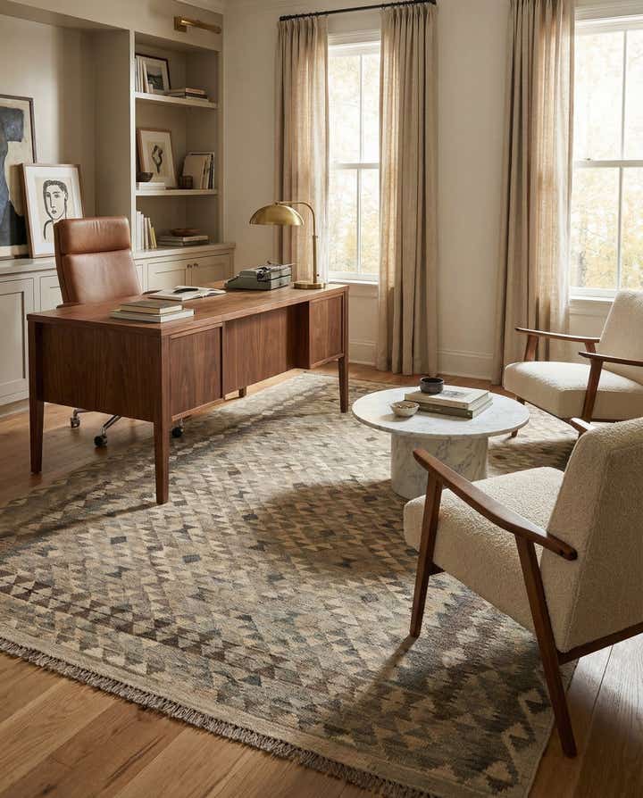 7' x 9' 11 Hand Woven Kilim Maymana Wool Rug