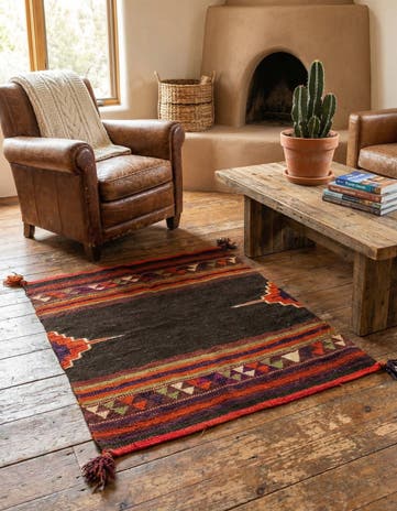 3' 3 x 3' 10 Hand Woven Kilim Fars Wool Rug