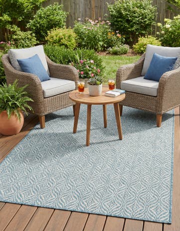 Aqua Easy-Clean Lattice Indoor / Outdoor Rug