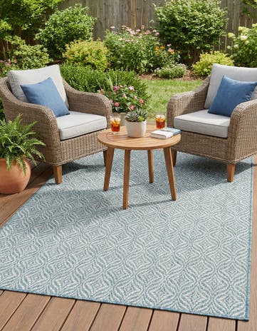 Aqua Easy-Clean Lattice Indoor / Outdoor Rug