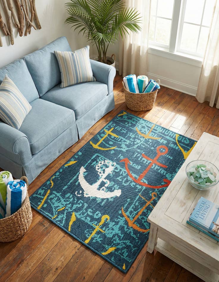 Detail image of 2' x 3'  Washable Coastal Indoor / Outdoor Rug