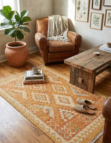 2' 9 x 4' Hand Woven Kilim Waziri Wool Rug