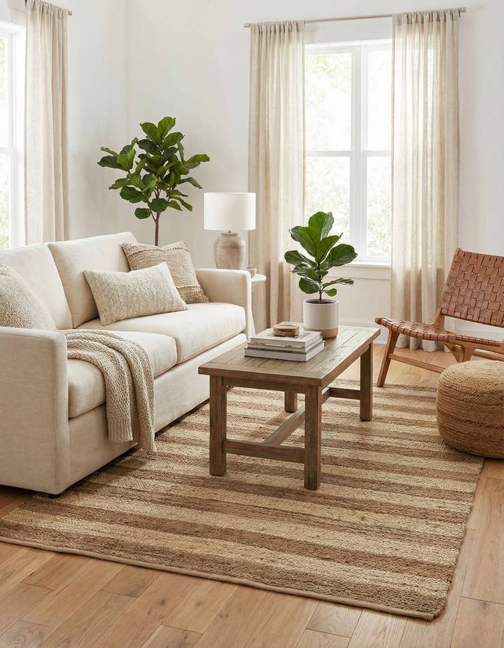 Detail image of  5' 1 x 8'  Hand Braided Jute Rug