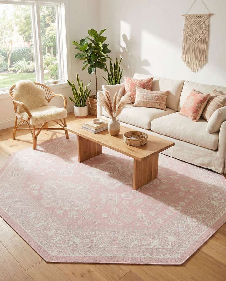 7' 10 x 7' 10 Easy-Clean Aztec Indoor / Outdoor Octagon Rug
