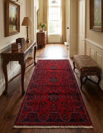2' 10 x 6' 5 Hand Knotted Khal Mohammadi Wool Runner Rug