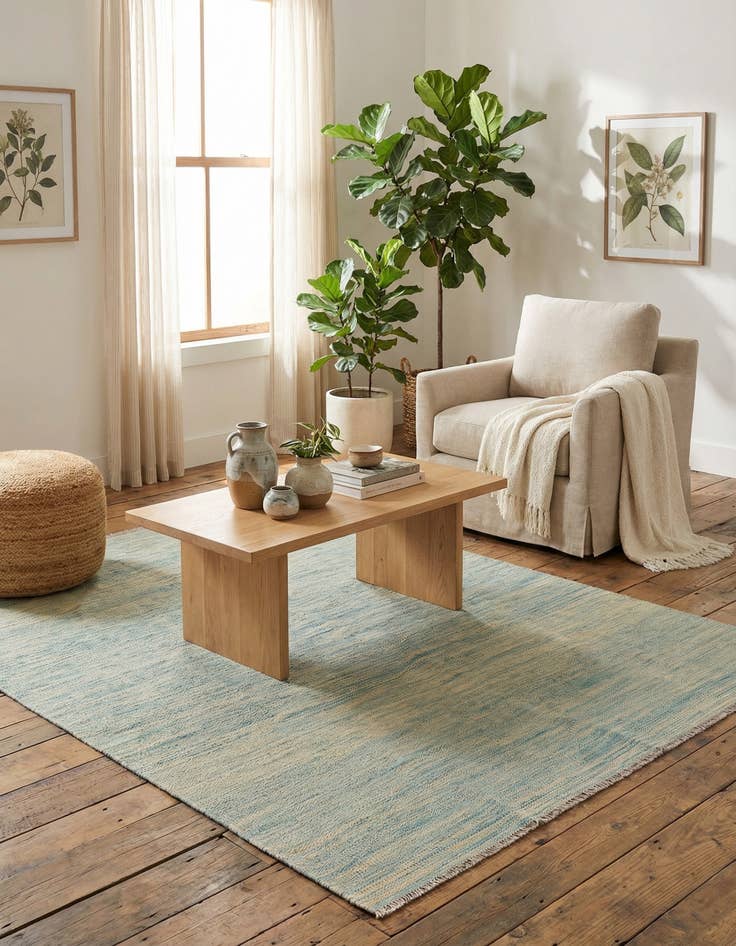 Detail image of 4' 2 x 6' 5  Hand Woven Kilim Modern Wool Rug