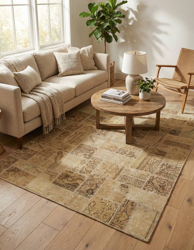 Detail image of 6' 7 x 10'  Hand Knotted Ultra Vintage Persian Wool Rug