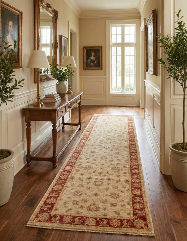 Detail image of  4' x 16' 8  Hand Knotted Peshawar Ziegler Runner Rug