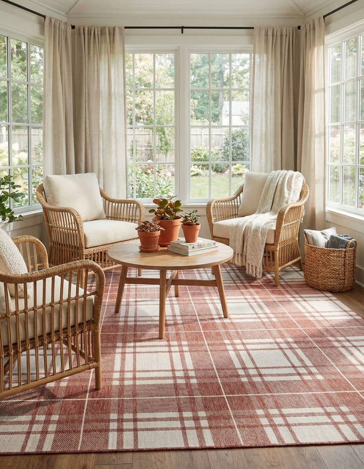 Detail image of  9' x 12'  Washable Checkered Indoor / Outdoor Rug