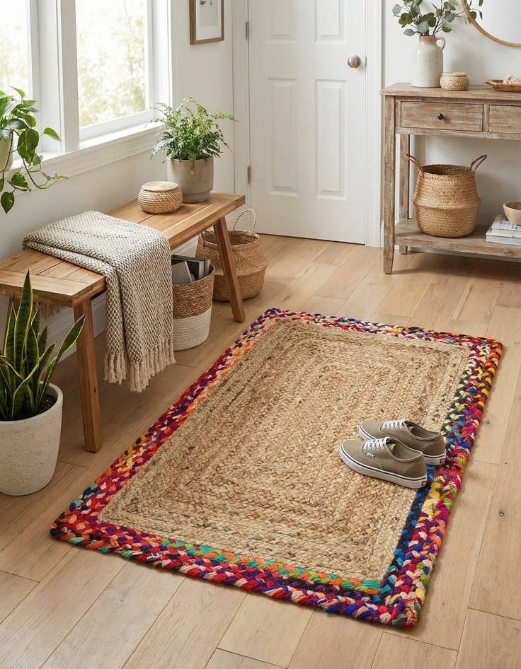 Detail image of  2' x 3' 1  Hand Braided Jute Rug